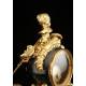 Gilded Bronze Clock and Candelabra Set. France, XIX Century