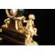 Gilded Bronze Clock and Candelabra Set. France, XIX Century