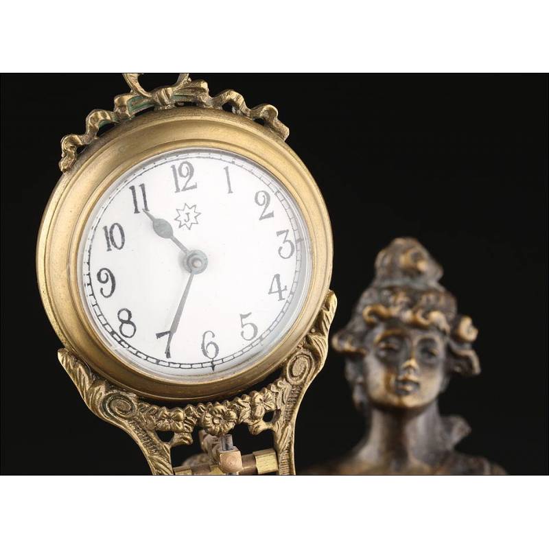 Junghans Mystery Clock made in Bronze and Wood in 1905. Working