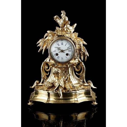 Magnificent Bronze Pendulum Mantel Clock France, 19th Century.