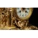 Spectacular Clock and Candelabra Set in gilded bronze. France, XIX Century