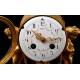 Set of Table Clock and Candelabra in Bronze and Marble. France, XIX Century