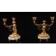 Set of Table Clock and Candelabra in Bronze and Marble. France, XIX Century