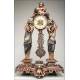 Impressive Polychrome Calamine Pendulum Clock.AD Mougin. France, Circa 1910