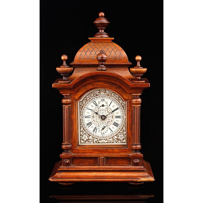 Museum. Junghans Mantel Alarm Clock in Fine Condition. Germany 1900