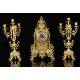 Antique Mantel Clock and Candlestick Set. France, 1900