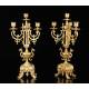 Antique Mantel Clock and Candlestick Set. France, 1900