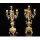 Antique Mantel Clock and Candlestick Set. France, 1900