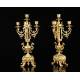 Antique Mantel Clock and Candlestick Set. France, 1900