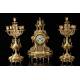 Aristocratic Antique Mantel Clock and Candelabra Pair Set. France, 19th Century