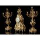 Aristocratic Antique Mantel Clock and Candelabra Pair Set. France, 19th Century