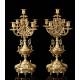 Aristocratic Antique Mantel Clock and Candelabra Pair Set. France, 19th Century