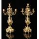 Aristocratic Antique Mantel Clock and Candelabra Pair Set. France, 19th Century