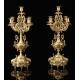 Aristocratic Antique Mantel Clock and Candelabra Pair Set. France, 19th Century