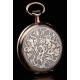 Beautiful Art Nouveau Style Solid Silver Pocket Watch. Switzerland, 1910