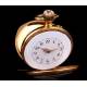 Beautiful Gold Plated Pendant Clock. Year 1900, Original Case. Working