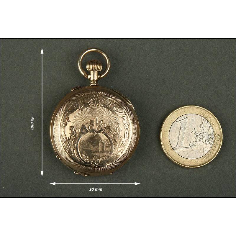 Lady s Pocket Watch in 14 Karat Gold and Diamonds. Germany S. XIX