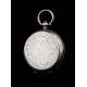 Swiss pocket watch in solid silver. Hand Enameled Dial. Circa 1870, Working