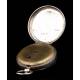 Swiss pocket watch in solid silver. Hand Enameled Dial. Circa 1870, Working