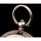 Swiss pocket watch in solid silver. Hand Enameled Dial. Circa 1870, Working