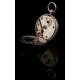 Swiss pocket watch in solid silver. Hand Enameled Dial. Circa 1870, Working