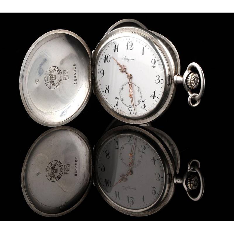 Beautiful Longines Solid Silver Pocket Watch. Circa 1920 Signed