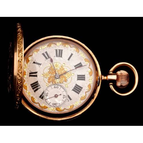 Antiguo Reloj de Bolsillo Ginebrino Jacot & Cie en Oro de 18 K. Suiza, Circa 1900