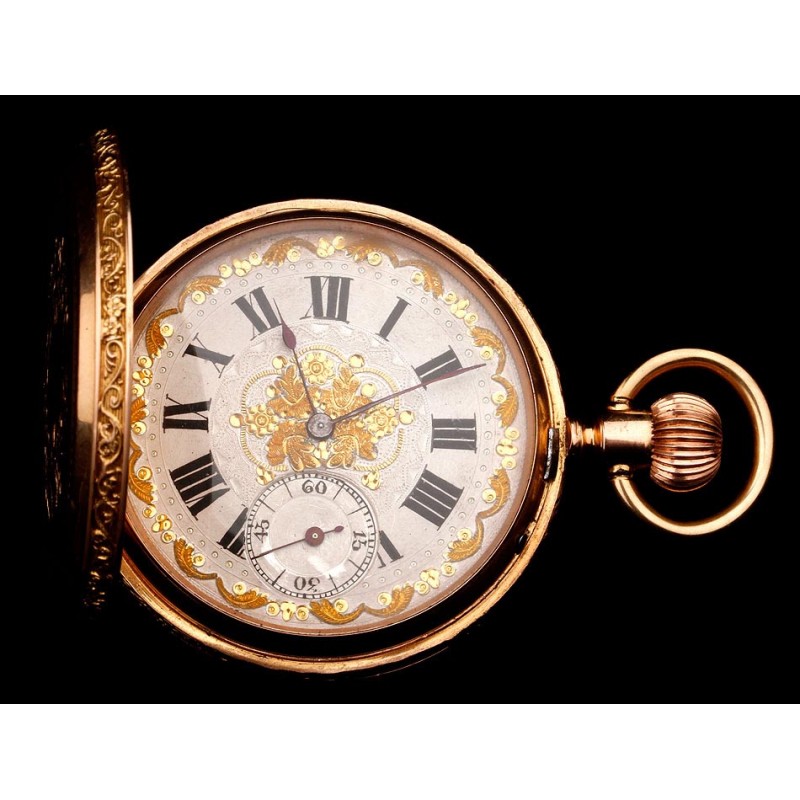 Antique Geneva Jacot & Cie Pocket Watch in 18K Gold. Switzerland, Circa 1900.