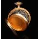 Impressive Geneva 18 K Gold Pocket Watch Signed by Huguenin. Switzerland, 1900