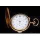 Antique 18K Solid Gold Pocket Watch with Chronograph and Chime. Switzerland, Circa 1900