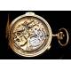 Antique 18K Solid Gold Pocket Watch with Chronograph and Chime. Switzerland, Circa 1900