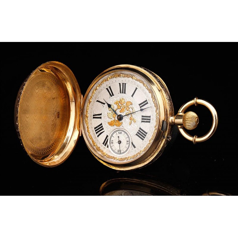 Magnificent antique pocket watch in 18K gold. Jaime Trilla. Switzerland, Circa 1890