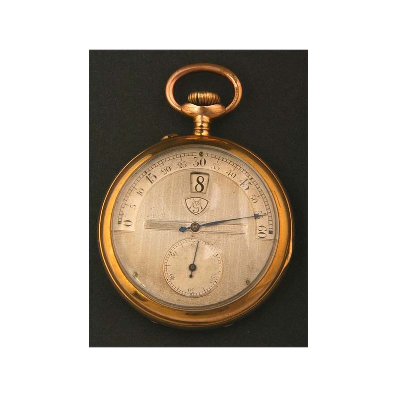 Swiss Art Nouveau 'jump' type pocket watch. Circa 1910.