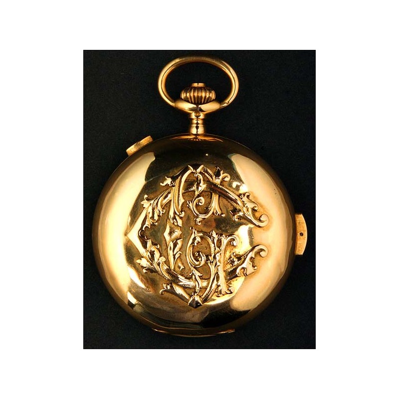 Exclusive Pocket Watch with Chronograph and Quarter Repeater. 18K