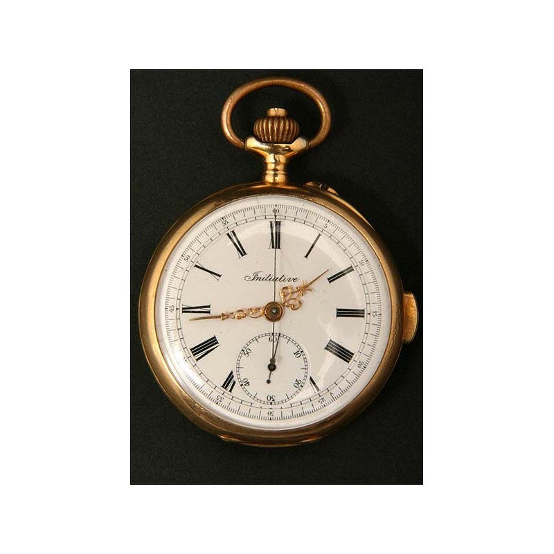 Reloj - cronógrafo con sonería de cuartos en oro mazico de 18K.