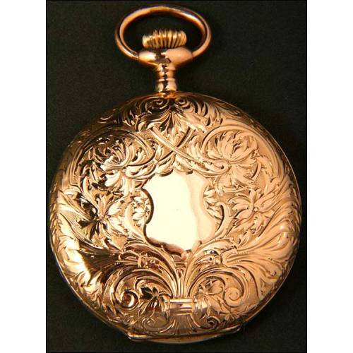 Longines pocket watch in solid gold. 1910