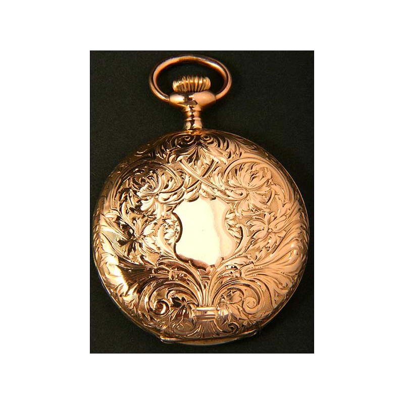 Longines pocket watch in solid gold. 1910