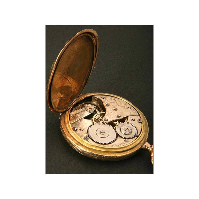 Longines pocket watch in solid gold. 1910