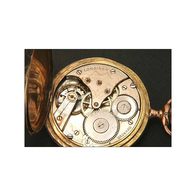 Longines pocket watch in solid gold. 1910