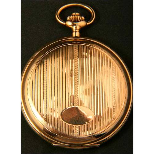 Nice 15-jewel pocket watch in solid 14K gold.