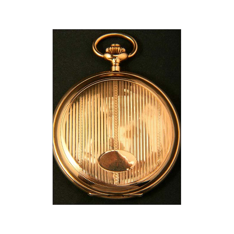 Nice 15-jewel pocket watch in solid 14K gold.