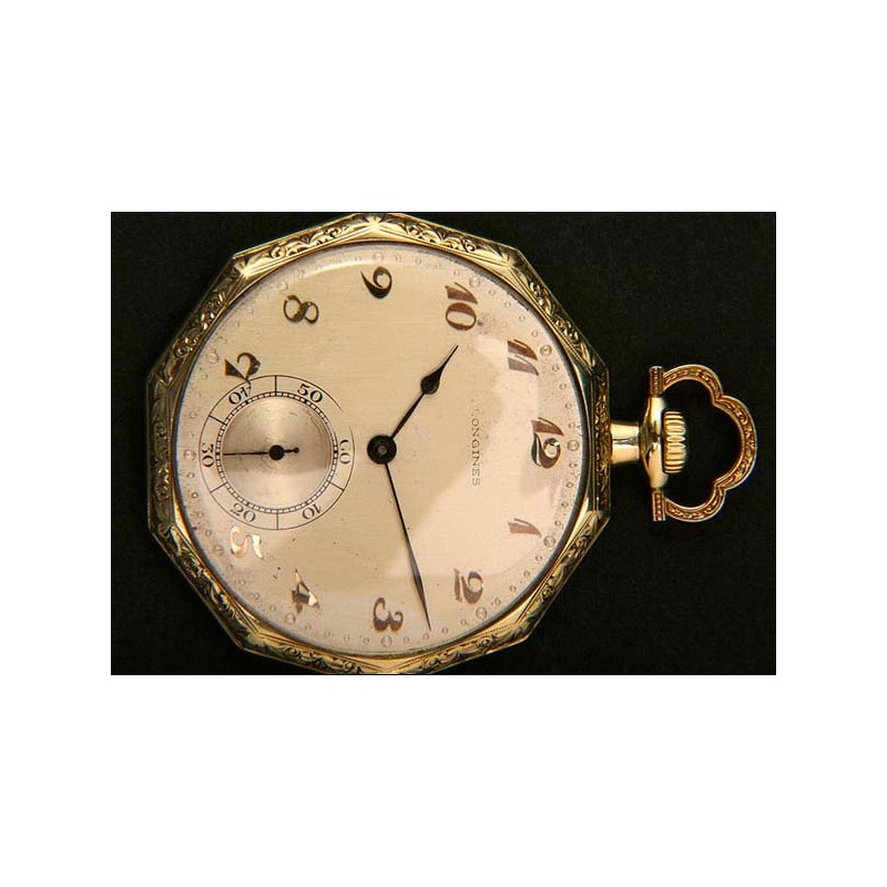 Longines pocket watch in 14 K solid gold.