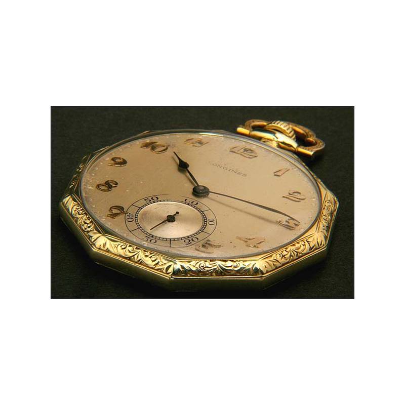 Longines pocket watch in 14 K solid gold