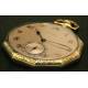 Longines pocket watch in 14 K solid gold.