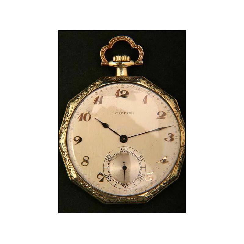 Longines pocket watch in 14 K solid gold