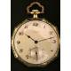 Longines pocket watch in 14 K solid gold.