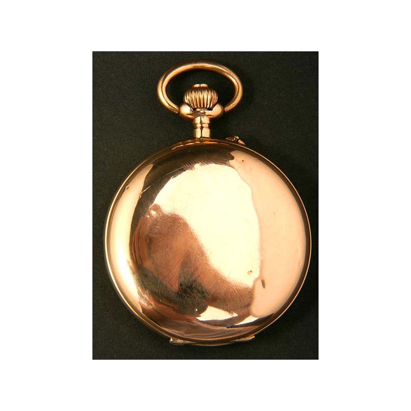 Reloj de bolsillo en oro macizo. Antiguo, circa 1910.