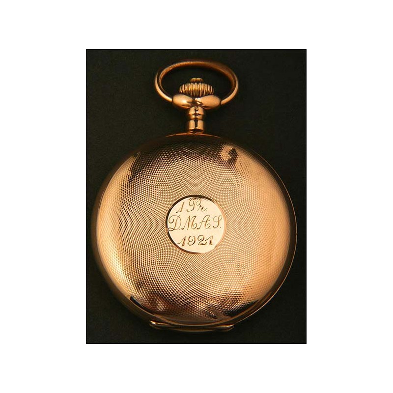 Magnificent pocket watch in solid gold. 1920.