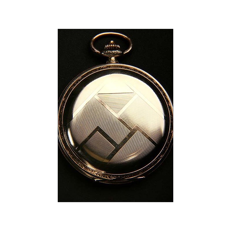 Gold plated pocket watch, Art Deco style.