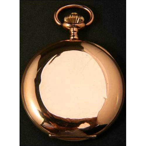 Longines pocket watch in 14kt solid gold. Circa 1900